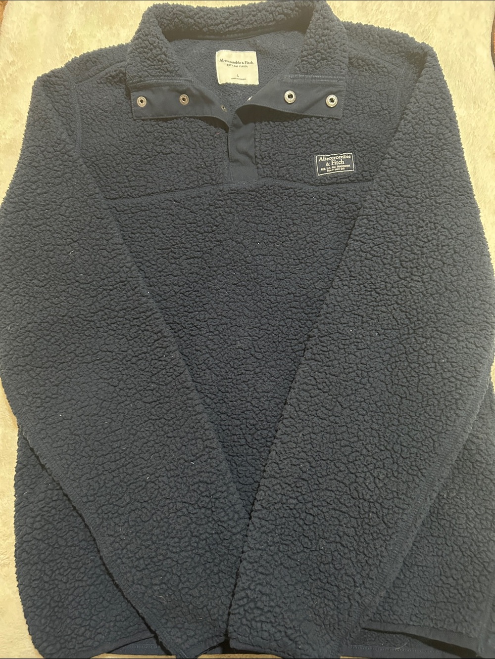 Abercrombie & Fitch Navy Sherpa Snap Pullover